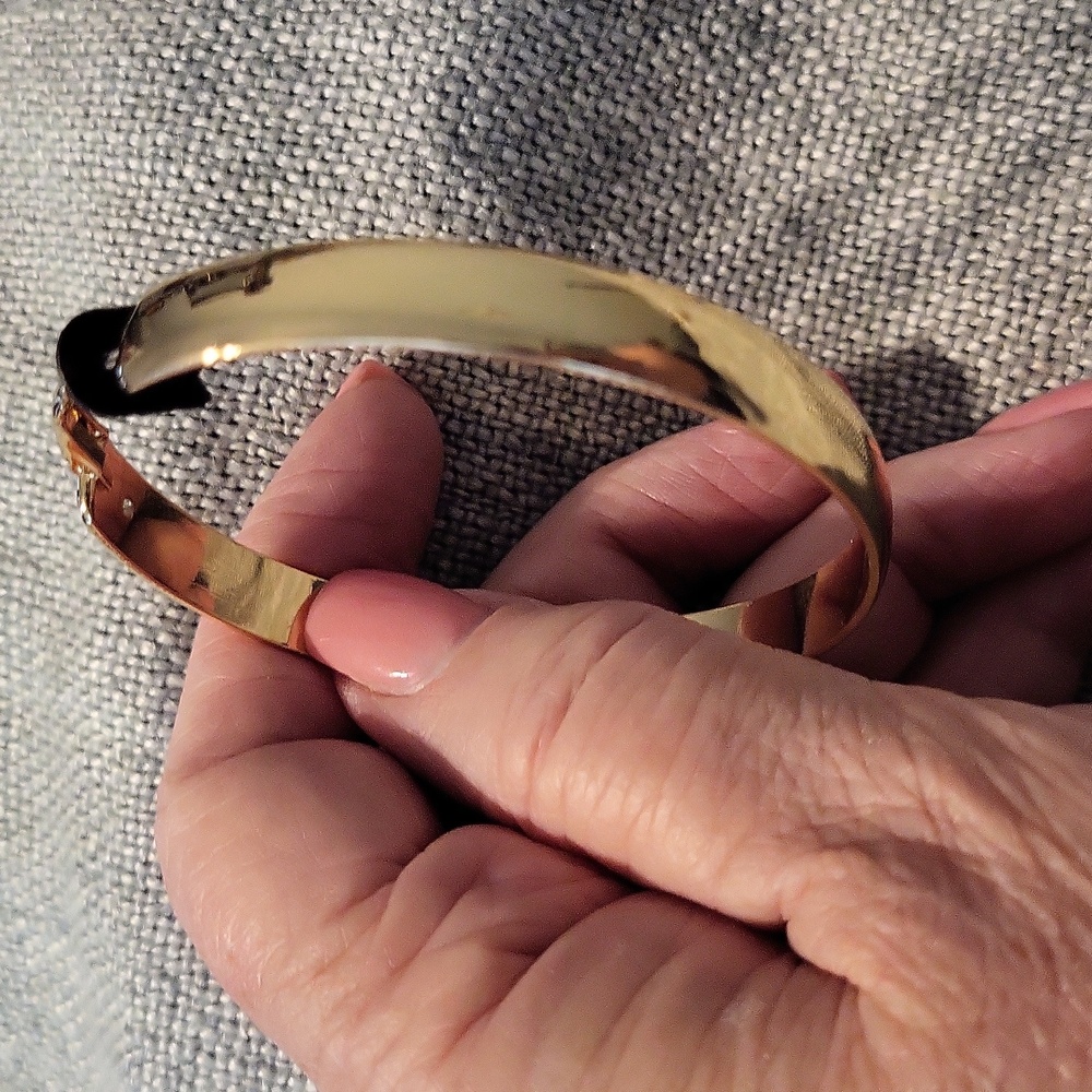 INC International Concepts Large Shimmering Gold Hoop Earrings - Picture 2 of 6